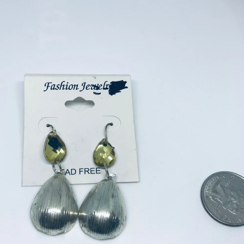 Vintage Costume Jewelry Earrings Acrylic Crystal Stones in Metal Setting Rare